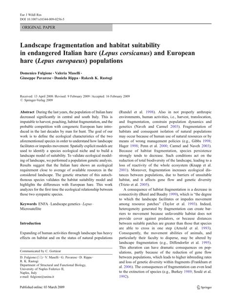 (PDF) Landscape fragmentation and habitat suitability in endangered ...