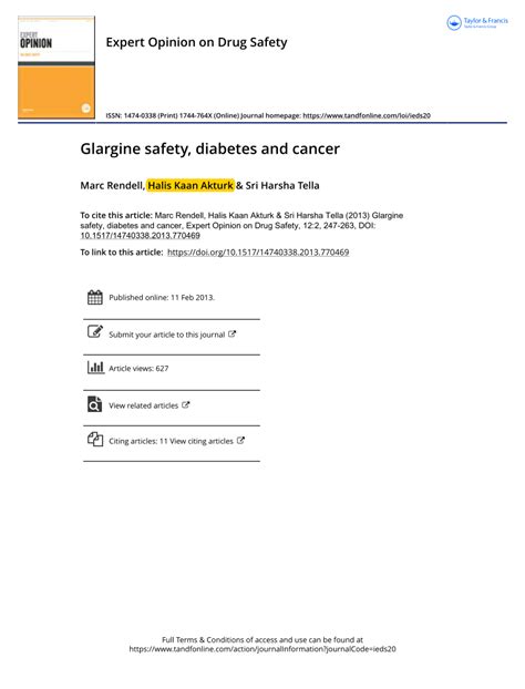 (PDF) Glargine safety, diabetes and cancer