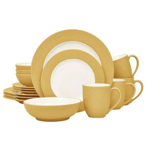 Noritake Colorwave Mustard 16-Piece Rim (Yellow) Stoneware Dinnerware Set, Service For 4 8065 ...