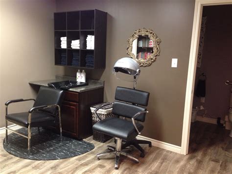 Salon setup along solid wall Shampoo+waxing with station to the right with a Huge mirror Home ...