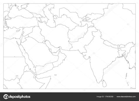 Political map of South Asia and Middle East countries. Simple flat vector outline map Stock ...