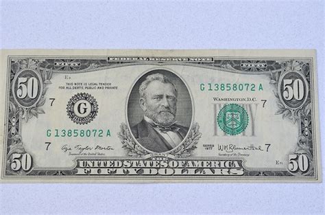 1977 Vintage Fifty Dollar Bill Serial Number G 13858072 A - Etsy