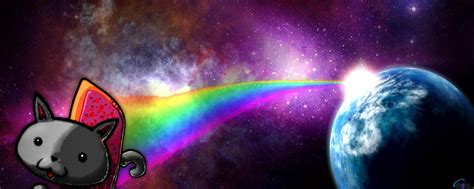 Free download Desktop wallpapers Nyan cat and a rainbow [2560x1024] for your Desktop, Mobile ...