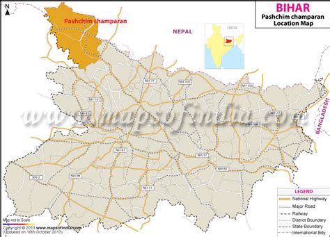 Pashchim Champaran Location Map, Where is Pashchim Champaran