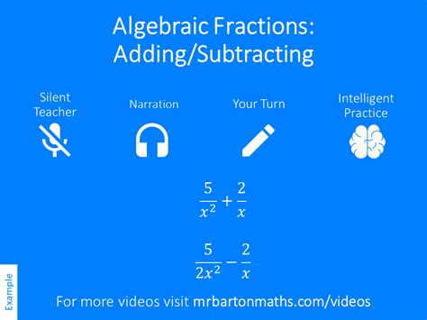 Adding and subtracting algebraic fractions – Variation Theory - Worksheets Library