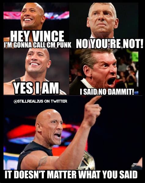 The Rock does what he wants. | Wwe funny, Wwe memes, Funny wrestling