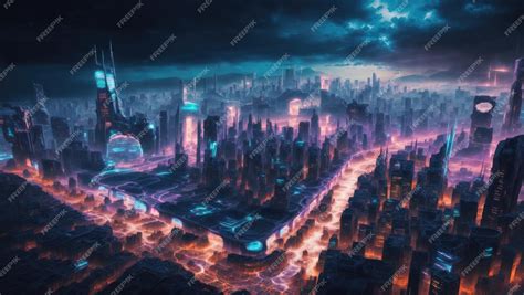 Premium AI Image | Neon Dreams A Futuristic Cyberpunk Cityscape at Night