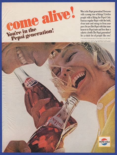 Vintage 1964 PEPSI Cola Soda Pop You're The Pepsi Generation Print Ad 60's | eBay