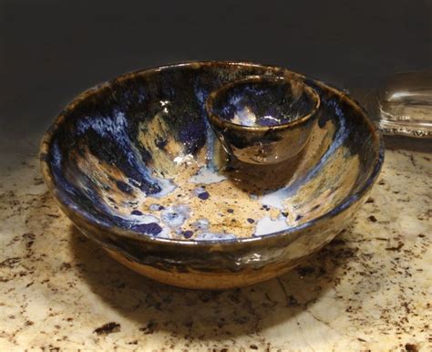 Large Dip Bowl with Clear, Oatmeal, and Ancient Jasper