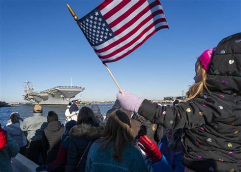 Aircraft carrier Gerald R. Ford returns home after 8-month deployment