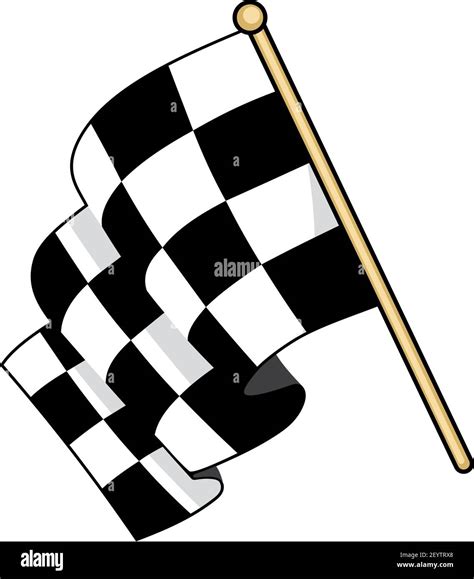 Checkered race flag flat vector illustration. Speed racing competition flag cartoon sticker ...