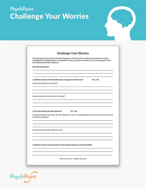 Challenge Your Worries Worksheet | PsychPoint