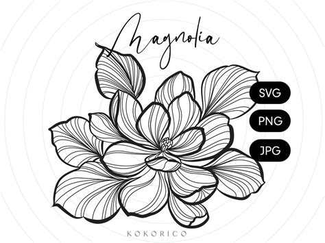 Magnolia Flower SVG, Floral SVG, Wedding Magnolias, Commercial Use Clipart, Jpeg, Png - Etsy