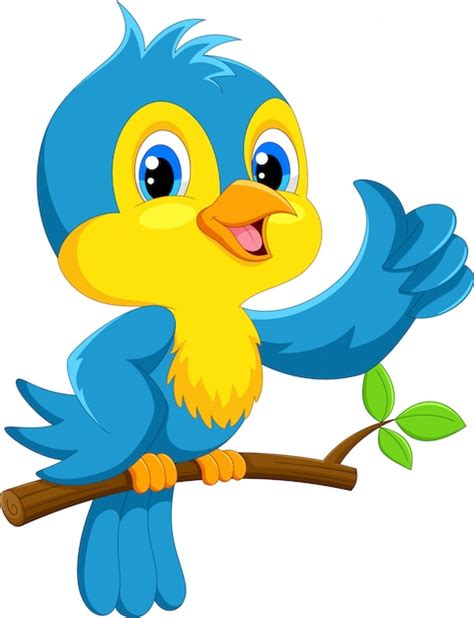 Premium Vector | Cute blue bird cartoon