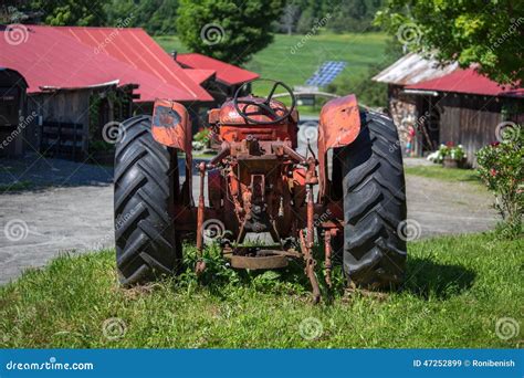 Old Unused Rusty Tractor in a Farm, USA Stock Image - Image of rear ...