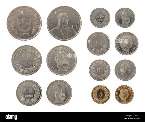 Set of Swiss Franc coins isolated on white Stock Photo - Alamy