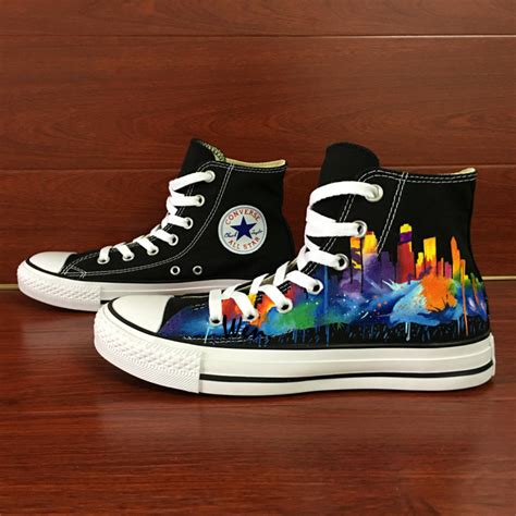 Houston Skyline Men Women Converse All Star Design Hand Painted Canvas ...