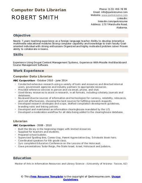 21+ Curriculum Vitae Sample Librarian