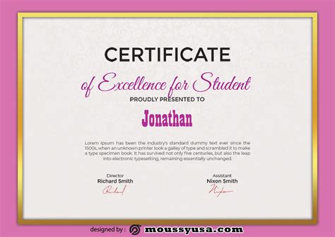 6 Examples Of Excellence For Student Certificate Templates | Mous Syusa