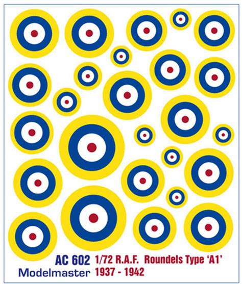 Modelmaster Decals AC602 RAF Roundels Type A 1937-1942 Waterslide ...