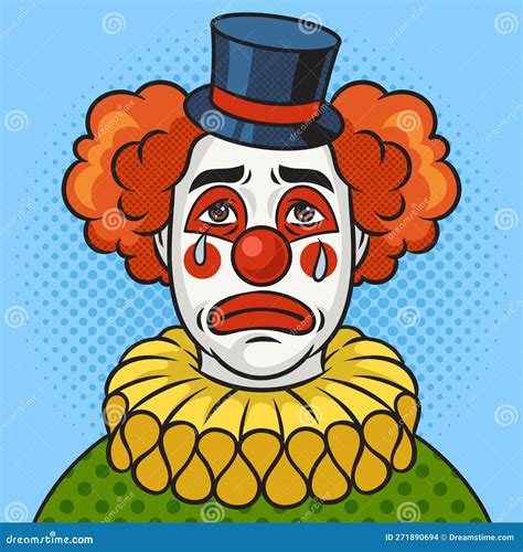 Crying Sad Clown Pop Art Vector Illustration Stock Vector - Illustration of fashion, halftone ...