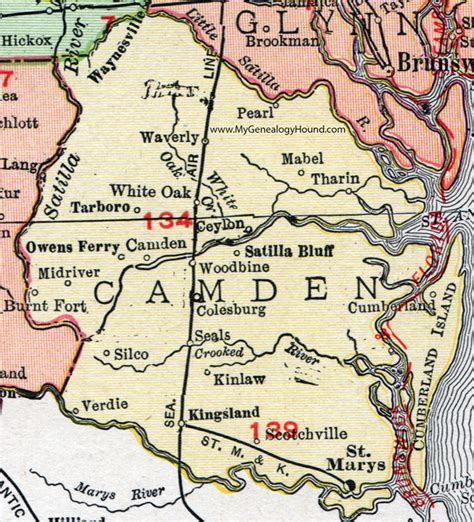 Camden County, Georgia, 1911, Map, Rand McNally, Kingsland, St. Marys, Woodbine