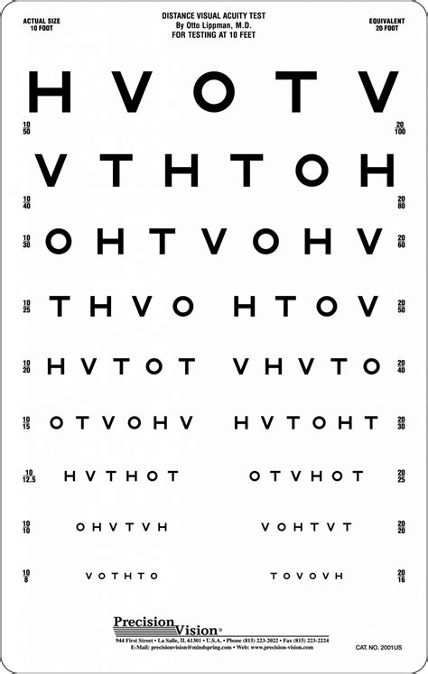 HOTV Eye Chart (10 ft) - Visual Acuity Charts - Precision Vision