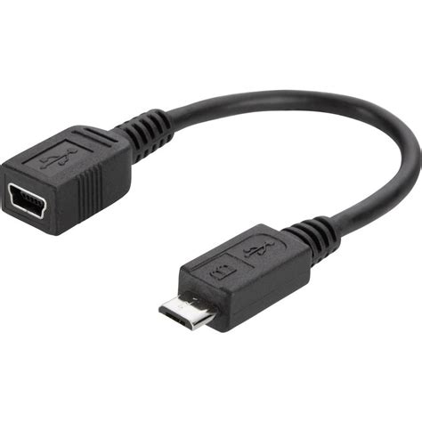 USB 2.0 Adapter [1x USB 2.0 connector Micro B - 1x USB 2.0 port Mini B] Black from Conrad.com