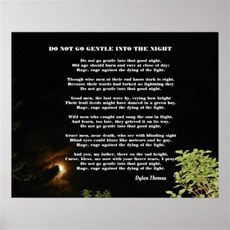 DO NOT GO GENTLE INTO THE NIGHT POSTER | Zazzle.com