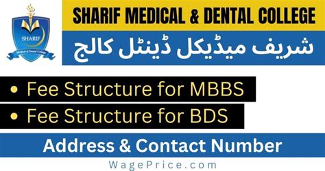 Sharif Medical & Dental College Fee Structure 2024 for MBBS & BDS