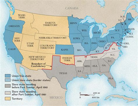 Civil War Union States Map - Amargo Marquita