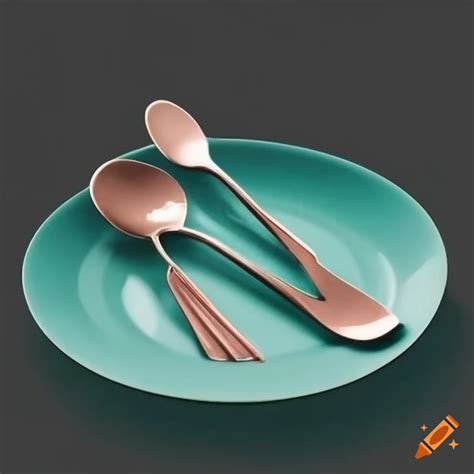 Silver spoon and fork with plate