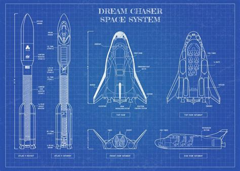 Dream Chaser spacecraft Blueprint design https://www.redbubble.com/es ...