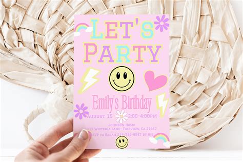 Editable Preppy Let's Celebrate Smile Face Birthday - Etsy