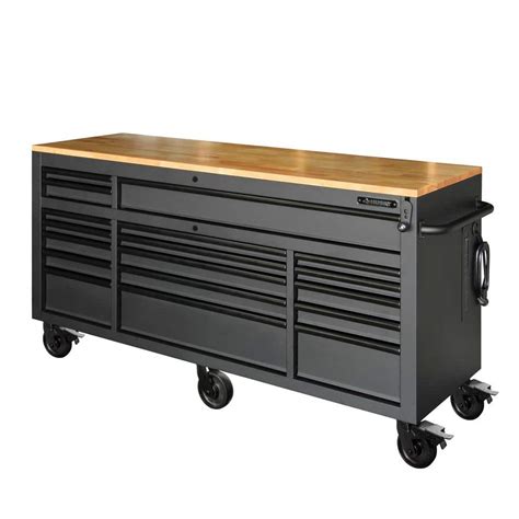 Husky 72 in. W x 24 in. D Heavy Duty 18-Drawer Mobile Workbench Cabinet ...