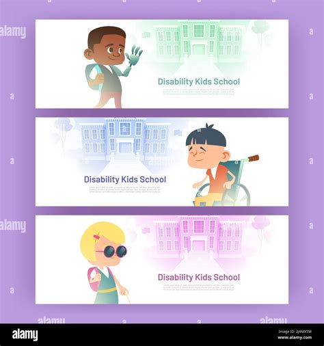 Disability kids school posters. Concept of education for children with ...