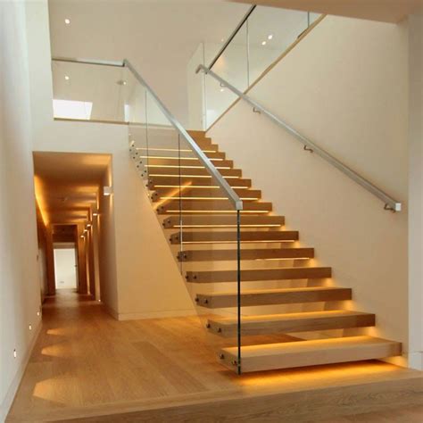 floating stairs glass balustrade - Google Search | Staircase lighting ...