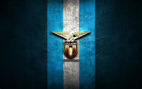 Download wallpapers Lazio FC, golden logo, Serie A, blue metal ...