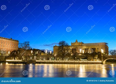 Riksdag Building and Norrbro Bridge Stockholm, Sweden Stock Photo ...