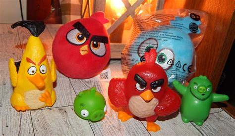 Burger King Angry Birds Red & Blue Bird Plush Toy Lot (2021) + Figure ...