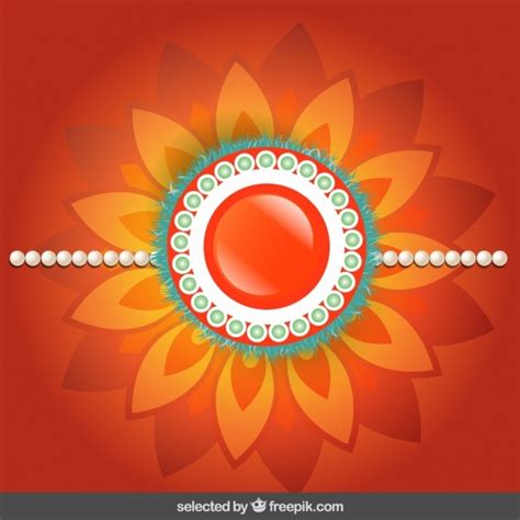 Free Vector | Rakhi background with orange floral jewelry