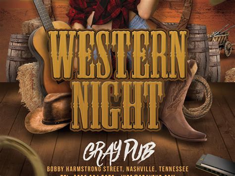 Country Music Western Night Flyer By n2n44 | TheHungryJPEG