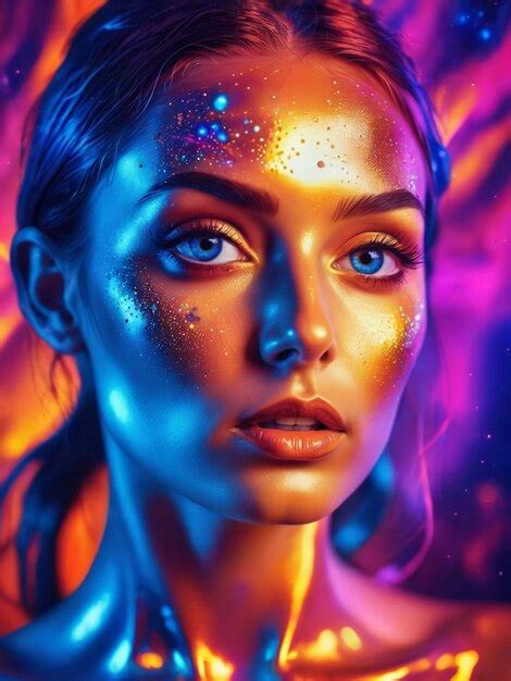 Premium Photo | Psychedelic Holographic portrait of a woman