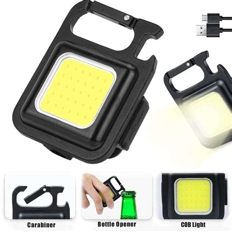 LED Powerful Rechargeable COB Keychain Flashlight,4 Light Modes ...