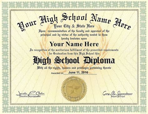 Free High School Diploma Template With Seal ~ Addictionary