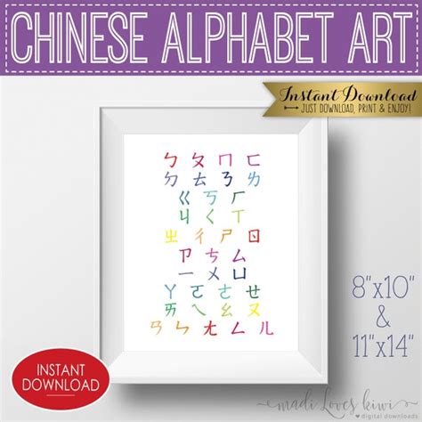 Printable Chinese Alphabet Poster 8x10 & 11x14 Bopomofo - Etsy