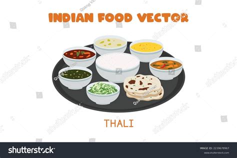 Indian Thali Indian Famous Traditional Food Stock Vector (Royalty Free ...