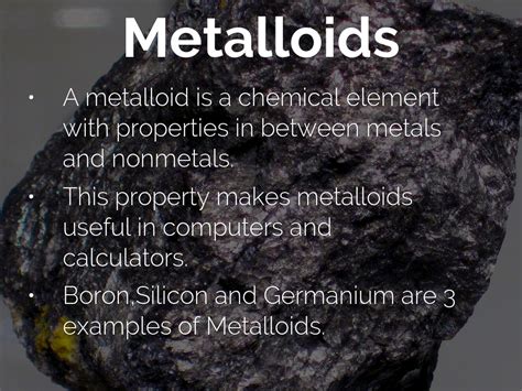 Metals Nonmetals And Metalloids Examples