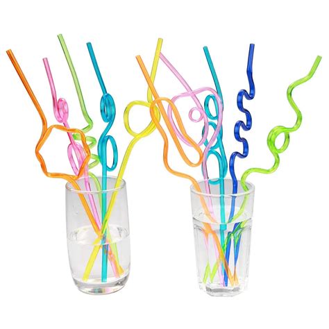 Crazy Loop Straws, (Pack of 50) Crazy Silly Colorful Reusable Drinking Straws Mega Pack BPA and ...