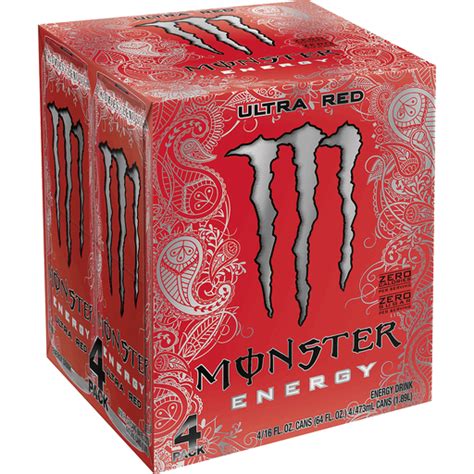 Monster Energy Energy Drink, Ultra Red, 4 Pack | Sports & Energy ...